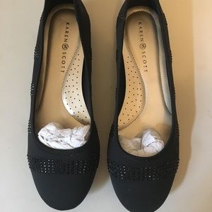 KAREN SCOTT BALLET FLATS SHOES BLACK NEW IN BOX